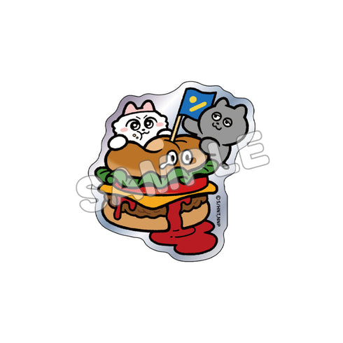 『ンめねこ』ホログラムダイカットステッカー ハンバーガープレート